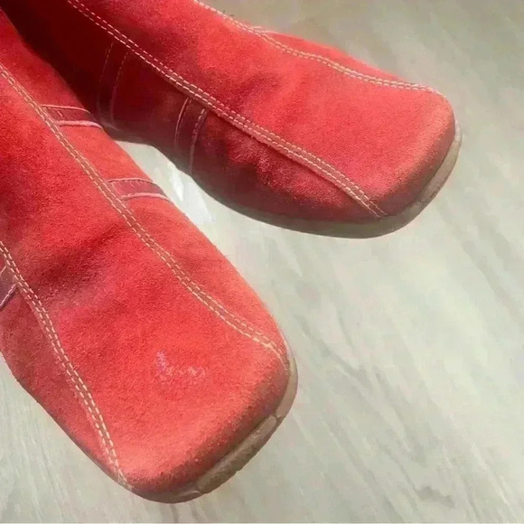 AQUATALIA ORANGE SUEDE WINTER BOOTS MADE IN ITALY SQUARE TOE WEDGE SIZE 8 - Picture 9 of 15